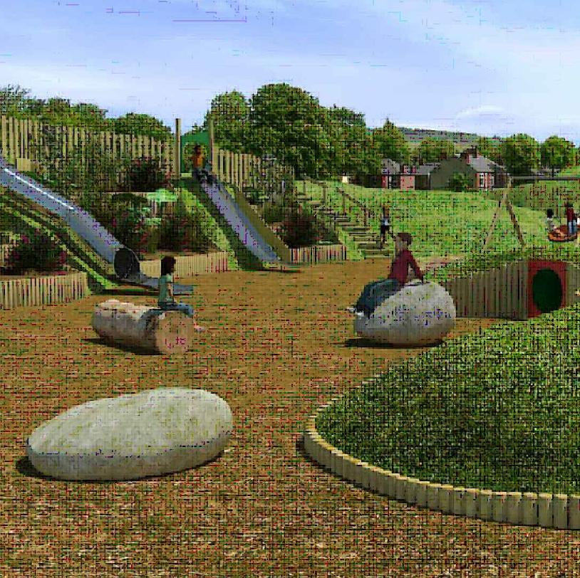 Log and boulder play area